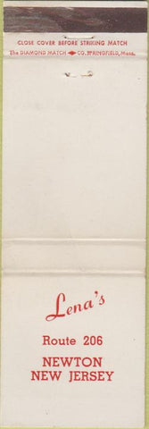 Matchbook Cover - Lena's Newton NJ