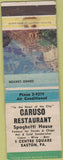 Matchbook Cover - Caruso Restaurant Easton PA WORN