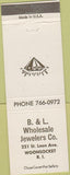 Matchbook Cover - B and L Wholesale Jewelers Woonsocket RI Diamonds