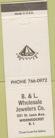 Matchbook Cover - B and L Wholesale Jewelers Woonsocket RI Diamonds