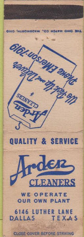 Matchbook Cover - Arden Cleaners Dallas TX WORN