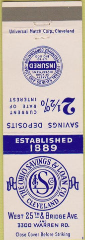 Matchbook Cover - Ohio Savings Loan Cleveland OH