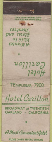 Matchbook Cover - Hotel Carillon Oakland CA WORN