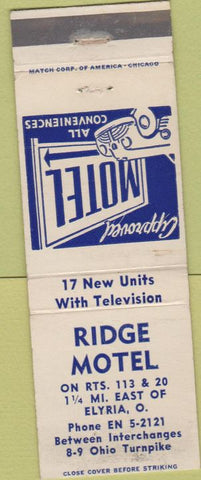 Matchbook Cover - Ridge Motel Elyria OH