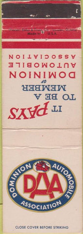 Matchbook Cover - Dominion Automobile Association Car Club