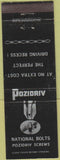 Matchbook Cover - Pozidriv National Bolts Screws