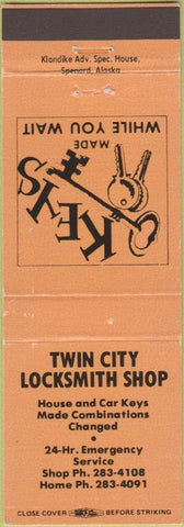 Matchbook Cover - Twin City Locksmith Shop Alaska? AK