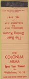 Matchbook Cover - Colonial Arms Wolfeboro NH