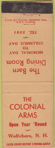 Matchbook Cover - Colonial Arms Wolfeboro NH