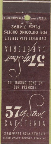 Matchbook Cover - 57th Street Cafeteria New York City