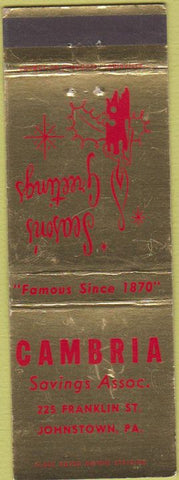 Matchbook Cover - Cambria Savings Assoc Johnstown PA