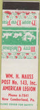 Matchbook Cover - American Legion New Cumberland PA Chirstmas
