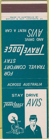 Matchbook Cover - Avis Car Rentals Travel Lodge Australia girlie SAMPLE