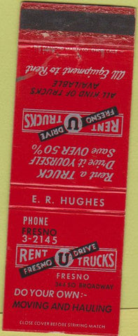 Matchbook Cover - Rental Trucks Fresno CA