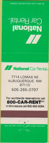 Matchbook Cover - National Car Rentals Albuquerque NM Buick Century