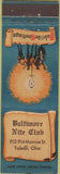 Matchbook Cover - Baltimore Nite Club Toledo OH Christmas