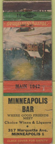 Matchbook Cover - Minneapolis Bar MN Christmas WORN