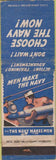 Matchbook Cover - United States Navy  WORN