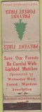 Matchbook Cover - Forest Fire Prention Worcester West MA WORN