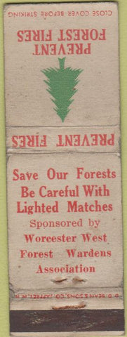 Matchbook Cover - Forest Fire Prention Worcester West MA WORN