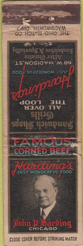 Matchbook Cover - Harding's Chicago IL Sandwiches Ohio Match long WORN