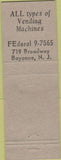 Matchbook Cover - Terminal Cigarette Service vending Bayonne NJ