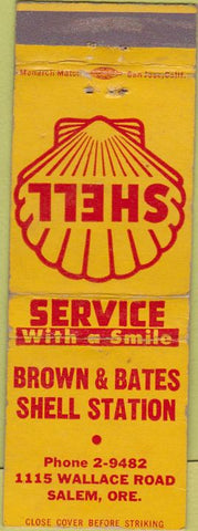 Matchbook Cover - Brown Bates Shell Oil Gas Salem OR WEAR