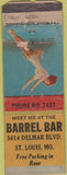 Matchbook Cover - Barrel Bar St Louis MO Pinup WORN girlie WWII