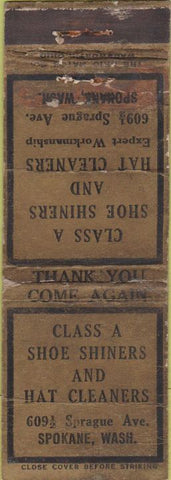 Matchbook Cover - Class A shoe Shine Hat Cleaning Spokane WA POOR
