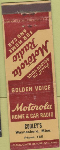 Matchbook Cover - Motorola Radios Cooley's Wanynesboro MS