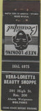 Matchbook Cover - Vera Loretta Beauty Shoppe Holyoke MA girlie