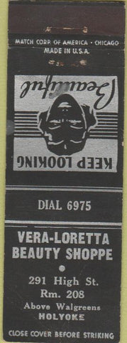 Matchbook Cover - Vera Loretta Beauty Shoppe Holyoke MA girlie
