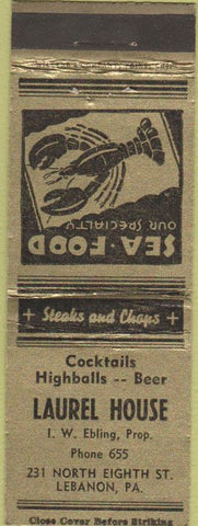 Matchbook Cover - Laurel House Lebanon PA
