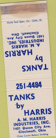 Matchbook Cover - Tanks by Harris AM Harris Cincinnati OH WEAR
