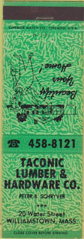 Matchbook Cover - Taconic Lumber Hardware Williamstown MA green