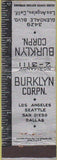 Matchbook Cover - Burklyn Corp Los Angeles CA ruler WEAR
