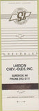 Matchbook Cover - 1975 Chevrolet Larson Superior WI Oldsmobile