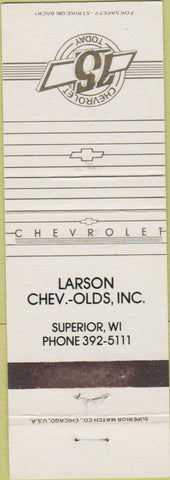 Matchbook Cover - 1975 Chevrolet Larson Superior WI Oldsmobile