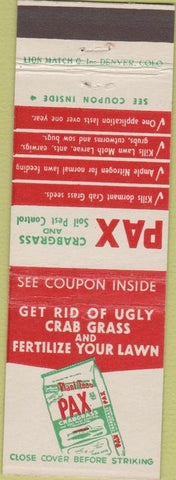 Matchbook Cover - PAX Crabgrass Pest Control