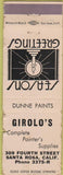 Matchbook Cover - Girolo's Santa Rosa CA WEAR