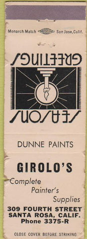 Matchbook Cover - Girolo's Santa Rosa CA WEAR