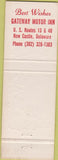 Matchbook Cover - Gateway Motor Inn New Castle DE Christmas