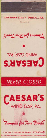 Matchbook Cover - Caesar's Wind Gap PA WEAR