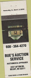 Matchbook Cover - Bue's Auction Service Beloit WI