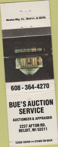 Matchbook Cover - Bue's Auction Service Beloit WI