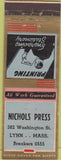 Matchbook Cover - Nichols Press Lynn MA Printing