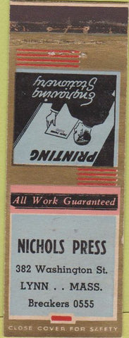Matchbook Cover - Nichols Press Lynn MA Printing