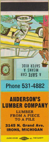 Matchbook Cover - Anderson's Lumber Co Irons MI SAMPLE