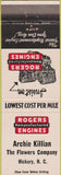 Matchbook Cover - Rogers Engines Archie Killian Hickory NC