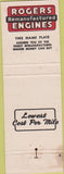 Matchbook Cover - Rogers Engines Archie Killian Hickory NC